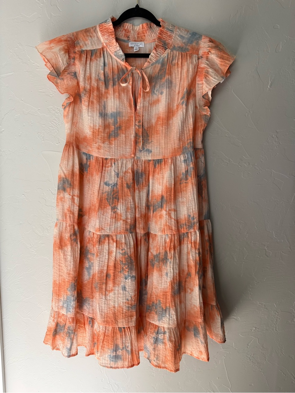 Current Air Orange & Gray Tie-Dye look Tiered Dress